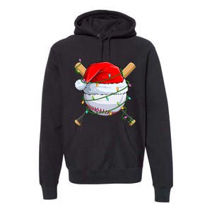 Santa Christmas Sports Christmas Baseball Player Premium Hoodie