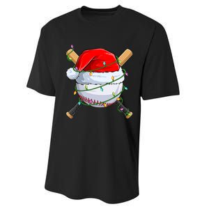 Santa Christmas Sports Christmas Baseball Player Performance Sprint T-Shirt