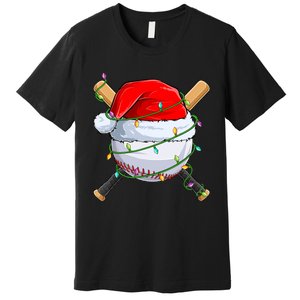 Santa Christmas Sports Christmas Baseball Player Premium T-Shirt