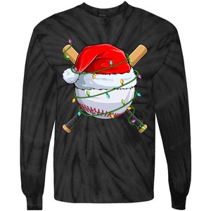 Santa Christmas Sports Christmas Baseball Player Tie-Dye Long Sleeve Shirt