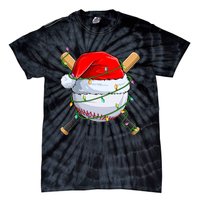 Santa Christmas Sports Christmas Baseball Player Tie-Dye T-Shirt