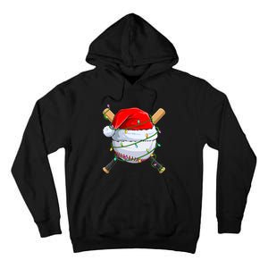 Santa Christmas Sports Christmas Baseball Player Tall Hoodie