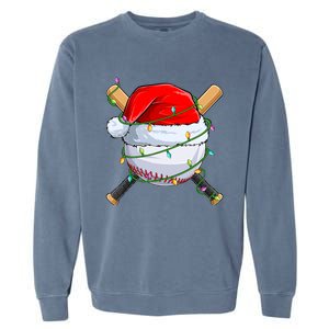 Santa Christmas Sports Christmas Baseball Player Garment-Dyed Sweatshirt