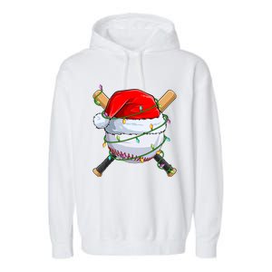 Santa Christmas Sports Christmas Baseball Player Garment-Dyed Fleece Hoodie