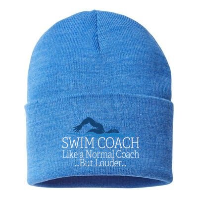 Swim Coach Swimming Teacher Gifcute Gift Cute Gift Sustainable Knit Beanie