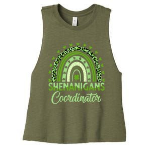 Shenanigans Coordinator St Patricks Day Rainbow Green Proud Women's Racerback Cropped Tank