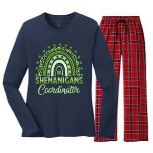 Shenanigans Coordinator St Patricks Day Rainbow Green Proud Women's Long Sleeve Flannel Pajama Set 