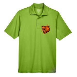 Sporty Chicago Skyline Roaring Bear Men's Origin Performance Pique Polo