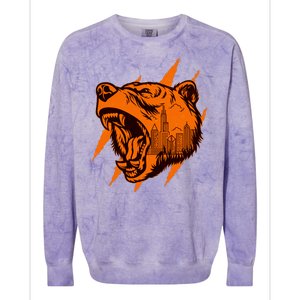 Sporty Chicago Skyline Roaring Bear Colorblast Crewneck Sweatshirt