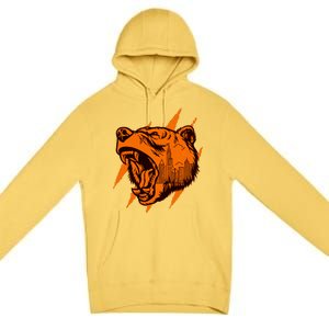 Sporty Chicago Skyline Roaring Bear Premium Pullover Hoodie