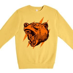 Sporty Chicago Skyline Roaring Bear Premium Crewneck Sweatshirt