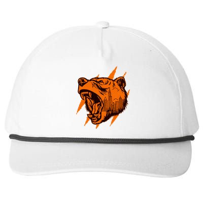 Sporty Chicago Skyline Roaring Bear Snapback Five-Panel Rope Hat