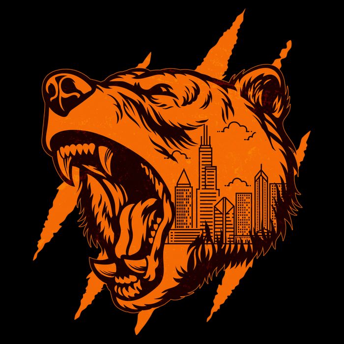 Sporty Chicago Skyline Roaring Bear Drawstring Bag
