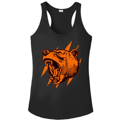 Sporty Chicago Skyline Roaring Bear Ladies PosiCharge Competitor Racerback Tank