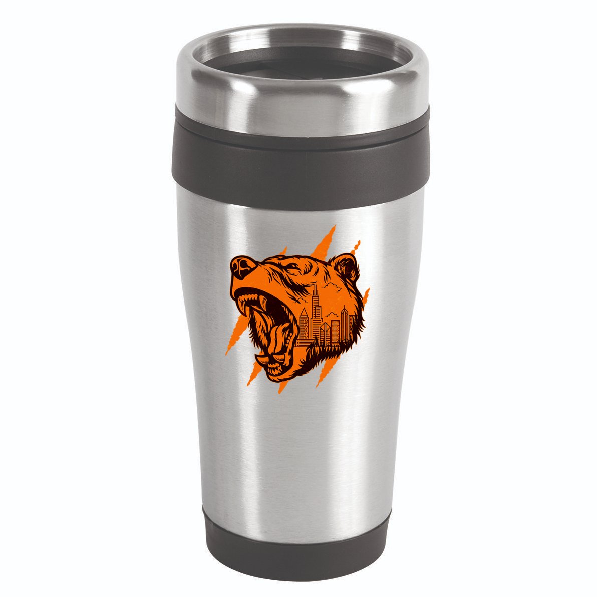 Sporty Chicago Skyline Roaring Bear 16oz Travel Tumbler