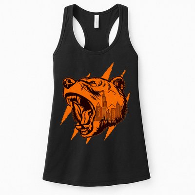 Sporty Chicago Skyline Roaring Bear Womens Tank Top