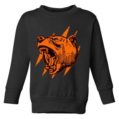 Sporty Chicago Skyline Roaring Bear Toddler Sweatshirt