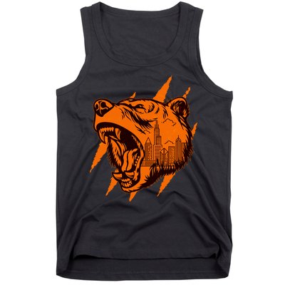 Sporty Chicago Skyline Roaring Bear Tank Top