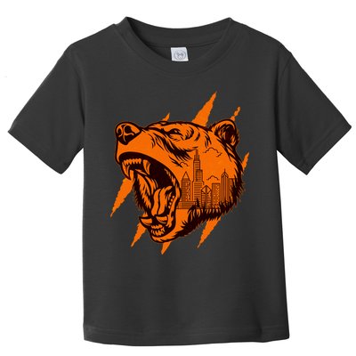 Sporty Chicago Skyline Roaring Bear Toddler T-Shirt