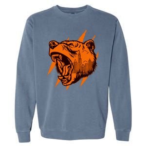 Sporty Chicago Skyline Roaring Bear Garment-Dyed Sweatshirt