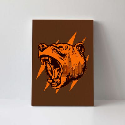 Sporty Chicago Skyline Roaring Bear Canvas