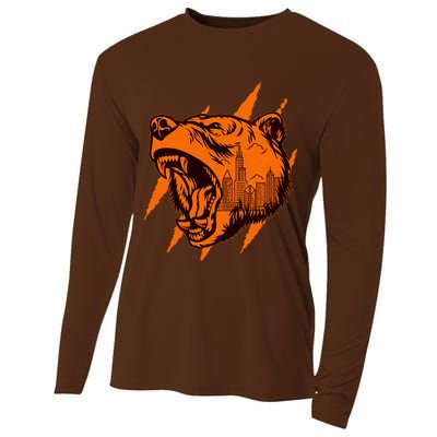 Sporty Chicago Skyline Roaring Bear Cooling Performance Long Sleeve Crew
