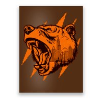 Sporty Chicago Skyline Roaring Bear Poster