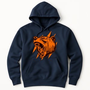 Sporty Chicago Skyline Roaring Bear Hoodie