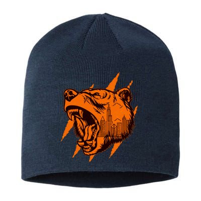 Sporty Chicago Skyline Roaring Bear Sustainable Beanie