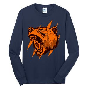 Sporty Chicago Skyline Roaring Bear Tall Long Sleeve T-Shirt