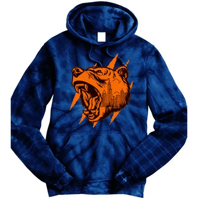 Sporty Chicago Skyline Roaring Bear Tie Dye Hoodie