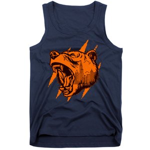 Sporty Chicago Skyline Roaring Bear Tank Top