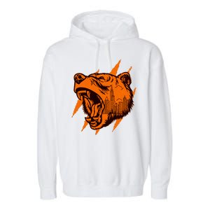 Sporty Chicago Skyline Roaring Bear Garment-Dyed Fleece Hoodie