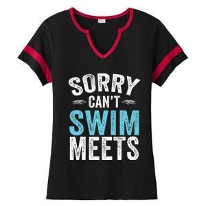 Sorry Can't Swim Meets Funny Retro Swimming Coach Swimmer Ladies Halftime Notch Neck Tee