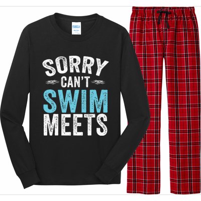 Sorry Can't Swim Meets Funny Retro Swimming Coach Swimmer Long Sleeve Pajama Set