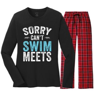 Sorry Can't Swim Meets Funny Retro Swimming Coach Swimmer Women's Long Sleeve Flannel Pajama Set 