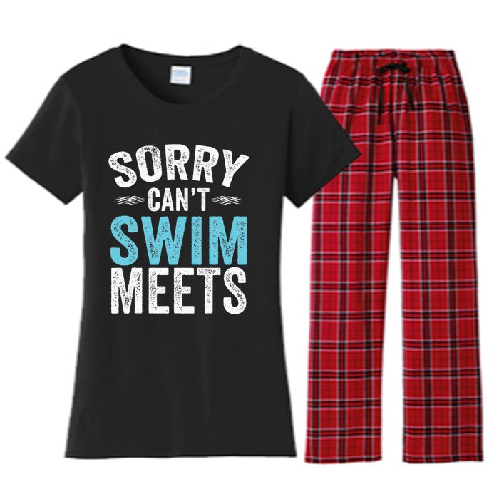 Sorry Can't Swim Meets Funny Retro Swimming Coach Swimmer Women's Flannel Pajama Set