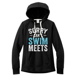 Sorry Can't Swim Meets Funny Retro Swimming Coach Swimmer Women's Fleece Hoodie