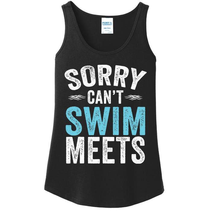 Sorry Can't Swim Meets Funny Retro Swimming Coach Swimmer Ladies Essential Tank