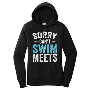 Sorry Can't Swim Meets Funny Retro Swimming Coach Swimmer Women's Pullover Hoodie