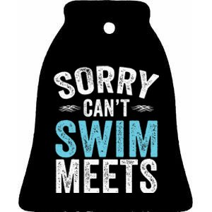 Sorry Can't Swim Meets Funny Retro Swimming Coach Swimmer Ceramic Bell Ornament