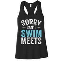 Sorry Can't Swim Meets Funny Retro Swimming Coach Swimmer Women's Racerback Tank