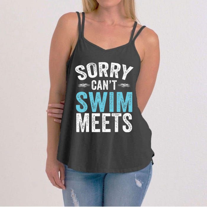 Sorry Can't Swim Meets Funny Retro Swimming Coach Swimmer Women's Strappy Tank