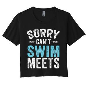 Sorry Can't Swim Meets Funny Retro Swimming Coach Swimmer Women's Crop Top Tee