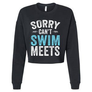 Sorry Can't Swim Meets Funny Retro Swimming Coach Swimmer Cropped Pullover Crew