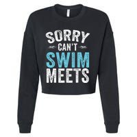 Sorry Can't Swim Meets Funny Retro Swimming Coach Swimmer Cropped Pullover Crew