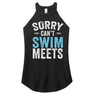 Sorry Can't Swim Meets Funny Retro Swimming Coach Swimmer Women's Perfect Tri Rocker Tank