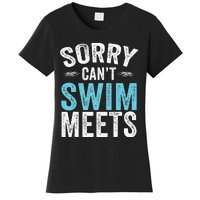 Sorry Can't Swim Meets Funny Retro Swimming Coach Swimmer Women's T-Shirt