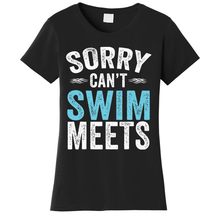 Sorry Can't Swim Meets Funny Retro Swimming Coach Swimmer Women's T-Shirt