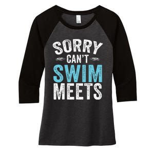 Sorry Can't Swim Meets Funny Retro Swimming Coach Swimmer Women's Tri-Blend 3/4-Sleeve Raglan Shirt